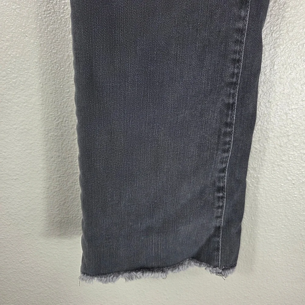 Free People Charcoal Gray Cropped Kick Flare Jeans 27 Raw Hem Stretch